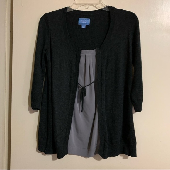 Simply Vera, Vera Wang Soft Knit Gray Tie Front Sweater/Blouse. Size XS - Picture 12 of 13